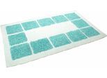 Badematte MESANA "Karo Melange, Badvorleger, Badezimmer Teppich" Gr. 2, blau (aqua), H:15mm, Baumwolle, Badematten, Badematte, modernes Design, mit Bordüre, rechteckig & quadratisch erhältlich