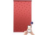 Elektrisches Rollo SUNLINES "Funky Square", rot (rot, weiß), B:160cm H:180cm, Kunststoff, Metall, Polyester, Rollos, Elektrisches Rollo, appgesteuert via Bluetooth, mit Akku und Motor, weißer Fallstab