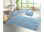 Badematte KINZLER "Chaozhou, Badvorleger, Badezimmer Teppich" Gr. 7, blau (hellblau), H:20mm, Polyester, Badematten, Badematte, Badteppich, Uni Farben, weich, als rechteckig, rund & Set erhältlich