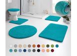Badematte KLEINE WOLKE "RELAX, Badvorleger, Badezimmer Teppich" Gr. 1, blau (türkis), H:30mm, Polyacryl, Badematten, Badematte, Badteppich, meliert, rechteckig, rund & als Set erhältlich
