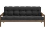 Schlafsofa KARUP DESIGN "Grab, inkl. Futonmatratze - aus massivem Kieferholz, 130x190 cm", grau (dunkelgrau), B:204cm H:40cm T:90cm, 80% Baumwolle + 20% polyester, Sofas, Schlafsofa, Mit Holzstruktur, inkl. Futonmatratze, Liegefläche 130x190 cm