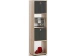 Mehrzweckregal FMD "Mega 4", braun (eichefarben), B:36,5cm H:138,5cm T:33cm, Holzwerkstoff, Regale, Mehrzweckregal