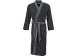 Herrenbademantel CARL ROSS "Velours" Gr. 48, grau (basalt, deep schwarz), L:130cm, Velours, Hausmäntel, Herrenbademantel, Kimono