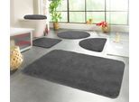 Badematte KINZLER "Chaozhou, Badvorleger, Badezimmer Teppich" Gr. 8, grau (anthrazit), H:20mm, Polyester, Badematten, Badematte, Badteppich, Uni Farben, weich, als rechteckig, rund & Set erhältlich