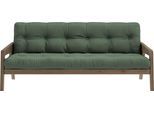 Schlafsofa KARUP DESIGN "Grab, inkl. Futonmatratze - aus massivem Kieferholz, 130x190 cm", grün (olivgrün), B:204cm H:40cm T:90cm, 81% Baumwolle + 20% polyester, Sofas, Schlafsofa, Mit Holzstruktur, inkl. Futonmatratze, Liegefläche 130x190 cm
