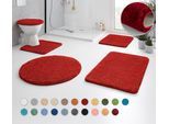 Badematte KLEINE WOLKE "RELAX, Badvorleger, Badezimmer Teppich", rot (rubin), H:30mm, Polyacryl, Badematten, Badematte, Badteppich, meliert, rechteckig, rund & als Set erhältlich
