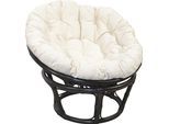 Relaxsessel HOME AFFAIRE, schwarz-weiß (schwarz, kissen creme), B:100cm H:60cm T:100cm, Sessel, Relaxsessel, Handgeflochten