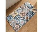 Badematte GINO FALCONE "Aquata GF-160, Badvorleger, Badezimmer Teppich", blau, H:5mm, Kunstfaser, Badematten, Badematte, Badteppich, bedruckt, Fliesen Optik, rechteckig