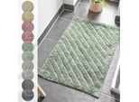 Badematte ANDIAMO "Havanna, 50x80 cm, Badvorleger, Badezimmer Teppich", grün (salbei, gesteift), H:7,5mm, Baumwolle, Polyester, Badematten, Badematte, Badteppich, Uni Farben, Hoch-Tief Effekt, verschiedene Designs