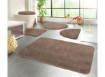 Badematte KINZLER "Chaozhou, Badvorleger, Badezimmer Teppich" Gr. 8, braun, H:20mm, Polyester, Badematten, Badematte, Badteppich, Uni Farben, weich, als rechteckig, rund & Set erhältlich