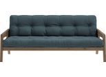 Schlafsofa KARUP DESIGN "Grab, inkl. Futonmatratze - aus massivem Kieferholz, 130x190 cm", blau (petrolblau), B:204cm H:40cm T:90cm, 80% Baumwolle + 20% polyester, Sofas, Schlafsofa, Mit Holzstruktur, inkl. Futonmatratze, Liegefläche 130x190 cm