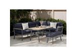 Ambia Garden Dining-Loungeset, Grau, Natur, Dunkelgrau, Metall, Kunststoff, Textil, 4-teilig, Füllung: Polyester,Schaumstoff, 182x242.5 cm, Loungemöbel, Gartenlounge-Sets