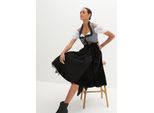bonprix Dirndl mit Samtrock (2-tlg.Set), schwarz, Gr.50, Hochwertiges Dirndl mit vielen Details und Reißverschluss vorne, aus Satin