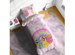 Kinderbettwäsche DISNEY "Disney Princess Rainbow", bunt, B/L: 135cm x 200cm, 1 Stk., 1 Stk., Linon, B/L: 80cm x 80cm, 2, Linon, Obermaterial: 100% Baumwolle, Bettwäsche, Kinderbettwäsche, 100% Baumwolle