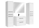 BADMÖBEL-SET Florence 5 Teile Weiß Hochglanz - 60 x 35 x 51 cm