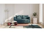 BRUNO Schlafsofa 140cm in Petrol Türkis | Pillow | stabiles Massivholz & Boxspringkomfort