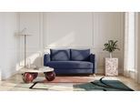 BRUNO Schlafsofa 140cm in Blau | Pillow | stabiles Massivholz & Boxspringkomfort