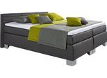 Boxspringbett HAPO, anthrazit, flaches Kopfteil,ohne Topper, Liegefläche B/L: 100cm x 200cm, H4, 7-Zonen-Kaltschaummatratze, Komplettbetten, Boxspringbett