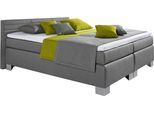 Boxspringbett HAPO, grau, flaches Kopfteil,ohne Topper, Liegefläche B/L: 200cm x 200cm, H4, 7-Zonen-Kaltschaummatratze, Komplettbetten, Boxspringbett