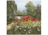 Wandbild ARTLAND "Mohnwiese am See", grün (farbe bild(er): grün), B:70cm H:70cm, Bilder, als Alubild, Leinwandbild, Poster in verschied. Größen