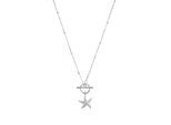 Kette mit Anhänger TOM TAILOR "Seestern-Motiv", silberfarben, weiß, Halsketten, Damen, Silber 925 (Sterlingsilber), L: 45 B: 1,3mm, mit Zirkonia (synth.), B:1,3mm