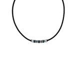Kette mit Anhänger TOM TAILOR, edelstahlfarben, schwarz, grau, Halsketten, Herren, Edelstahl Kautschuk Leder Metall, L: 52 B: 7mm, Edelstahl, Kautschuk, Leder, Metall, B:7mm
