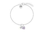 Silberarmband TOM TAILOR "Herzen", lila (silberfarben, lila, lila), Armbänder, Mädchen, 16cm, Silber 925 (Sterlingsilber), Silberarmband, mit Zirkonia (synth.)