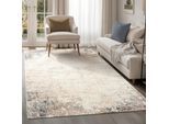 Teppich SANAT "Hera 3405", grau (hellgrau), B:80cm H:11mm L:300cm, Kunstfaser, Teppiche, Teppich, Kurzflor, Vintage, Wohnzimmer, Schlafzimmer, fussbodenheizungsgeeignet