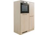 Küche WIHO KÜCHEN "Filo", beige (küche: natur, korpus: vicenza eiche hell), B:110cm T:60cm, Komplettküchen-Sets, Back-/Kühlmodul, wahlweise mit E-Geräten, Breite 110 cm
