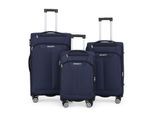 Blauwe zachte koffer 8-wiel bagageset TSA lichte handbagage handbagage