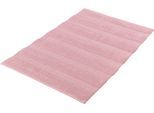 Badematte KLEINE WOLKE "Tikka, Badvorleger, Badezimmer Teppich", rosa (nelke), H:5mm, Baumwolle, Badematten, Badematte, Badteppich, Uni-Farben, gestreift, Hoch-Tief Effekt, reine Baumwolle