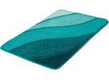 Badematte KLEINE WOLKE "Serenade, Badvorleger, Badezimmer Teppich" Gr. 2, blau (türkis), H:20mm, Kunstfaser, Badematten, Badematte, Badteppich, Wellen Design, Farbverlauf, Hoch-Tief Effekt