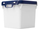 Eimer, quadratisch, Volumen 32 l, mit UN-Zertifizierung, lebensmittelecht, stapelbar, mit Deckel, Ø 380 x H 338 mm, HDPE, blau
