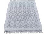 Badematte TOM TAILOR HOME "Vintage Wash, Badvorleger, Badezimmer Teppich", grau, H:6mm, Baumwolle, Badematten, Badematte, Badteppich, Uni Farben, Rauten Muster, mit Fransen, reine Baumwolle