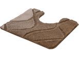 Badematte KLEINE WOLKE "Fiona, Badvorleger, Badezimmer Teppich" Gr. 51, beige (kaschmir), H:20mm, Polyacryl, Badematten, Badematte, Badteppich, modernes Wellen Design, Hoch-Tief Effekt, waschbar