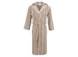 Unisex-Bademantel CARL ROSS "supercombed light" Gr. M, khaki, sanftes weiß, L:125cm, Frottier, Hausmäntel, Unisex-Bademantel, Kapuze