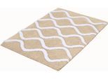 Badematte KLEINE WOLKE "Piana, Badvorleger, Badezimmer Teppich", beige (sandbeige), H:23mm, Polyester, Badematten, Badematte, Badteppich, modernes Wellen 3D-Design