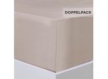 Bettlaken FLORELLA "Edel Satin Spannbetttuch, 100% Baumwolle, Rundumgummi", beige, B:100cm L:200cm, Satin, Obermaterial: 100% Baumwolle CO., Bettlaken, Bettlaken