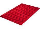 Badematte KLEINE WOLKE "»Zack«, Badvorleger, Badezimmer Teppich", rot (rubin), H:20mm, Polyacryl, Badematten, Badematte, Badteppich, modernes Zickzack Design, Ton in Ton