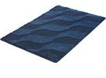 Badematte KLEINE WOLKE "»Onda«, Badvorleger, Badezimmer Teppich", blau (navy), H:15mm, Polyacryl, Badematten, Badematte, Badteppich, modernes Ton in Ton Wellendesign, flauschig