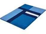 Badematte KLEINE WOLKE "»Ariana«, Badvorleger, Badezimmer Teppich", royalblau, H:20mm, Polyester, Badematten, Badematte, Geometrisches Design mit kontrastierendem Mittelstreifen