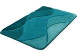 Badematte KLEINE WOLKE "Fiona, Badvorleger, Badezimmer Teppich" Gr. 4, blau (petrol), H:20mm, Polyacryl, Badematten, Badematte, Badteppich, modernes Wellen Design, Hoch-Tief Effekt, waschbar