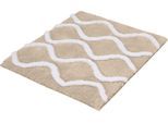 Badematte KLEINE WOLKE "Piana, Badvorleger, Badezimmer Teppich", beige (sandbeige), H:23mm, Polyester, Badematten, Badematte, Badteppich, modernes Wellen 3D-Design
