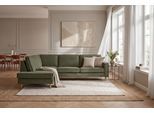 Ecksofa HOME AFFAIRE "Pinto Skandi, 290 cm, Chenille, Struktur, Ottomane links / rechts", grün, B:290cm H:89cm T:217cm, 100% Polyester, Sofas, Ecksofa, mit Keder, Massivholzfüße Eiche geräuchert, Wellenunterfederung