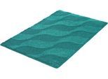 Badematte KLEINE WOLKE "»Onda«, Badvorleger, Badezimmer Teppich", grün (petrol), H:15mm, Polyacryl, Badematten, Badematte, Badteppich, modernes Ton in Ton Wellendesign, flauschig