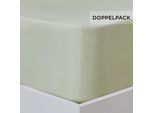 Bettlaken FLORELLA "Edel Satin Spannbetttuch, 100% Baumwolle, Rundumgummi", grün (pastell grün), B:100cm L:200cm, Satin, Obermaterial: 100% Baumwolle CO., Bettlaken, Bettlaken