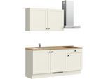Küchenzeile NOBILIA "Cascada I", NEU: individuell anpassbar mit gratis Profi-Beratung", weiß (küche: weiß, korpus: lacklaminat weiß, arbeitsplatte: eiche sierra nachbildung), B:180,3cm H:216,6cm T:60cm, Komplettküchen-Sets, Küchenzeile, vormontiert, Breite 180 cm, Ausrichtung wählbar, wahlw. mit E-Geräten
