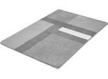 Badematte KLEINE WOLKE "»Ariana«, Badvorleger, Badezimmer Teppich", grau (kiesel), H:20mm, Polyester, Badematten, Badematte, Geometrisches Design mit kontrastierendem Mittelstreifen