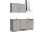 Küchenzeile NOBILIA "Cascada I", NEU: individuell anpassbar mit gratis Profi-Beratung", grau (küche: grau, korpus: lacklaminat steingraufarben, arbeitsplatte: eiche havanna nachbildung), B:180,3cm H:216,6cm T:60cm, Komplettküchen-Sets, Küchenzeile, vormontiert, Breite 180 cm, Ausrichtung wählbar, wahlw. mit E-Geräten