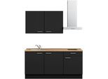 Küchenzeile NOBILIA "Touch I", NEU: individuell anpassbar mit gratis Profi-Beratung", schwarz (küche: schwarz, korpus: schwarz, arbeitsplatte: eiche sierra nachbildung), B:180,3cm H:216,6cm T:60cm, Komplettküchen-Sets, Küchenzeile, vormontiert, Breite 180 cm, Ausrichtung wählbar, wahlw. mit E-Geräten